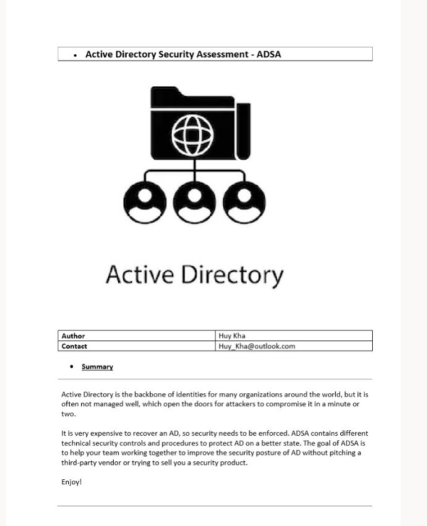 Active Directory Security Assessment (anonymous)