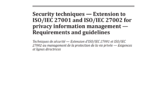 (ICS?35.030) (International Standard) ISO_IEC JTC 1_SC 27 Information security, cybersecurity and privacy protection - [ISO_IEC 27701_2019] Security techniques ? Extension to ISO_IEC 27001 and ISO_IEC
