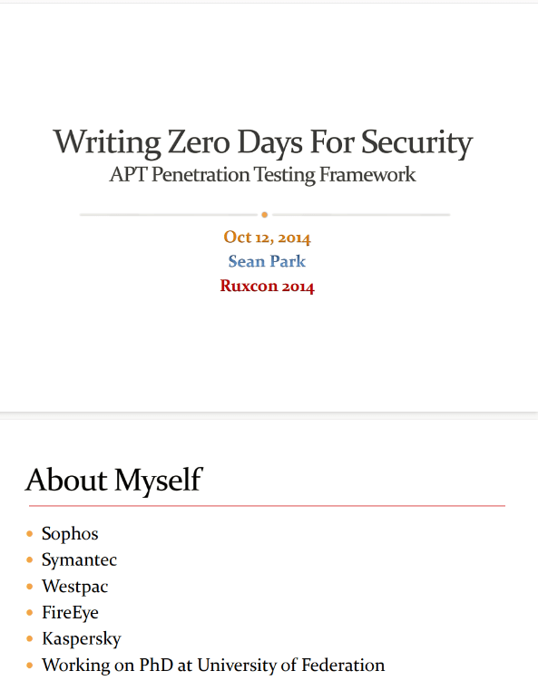 Writing Zero Days for Security - APT Penetration Testing Framework v1.0 ...
