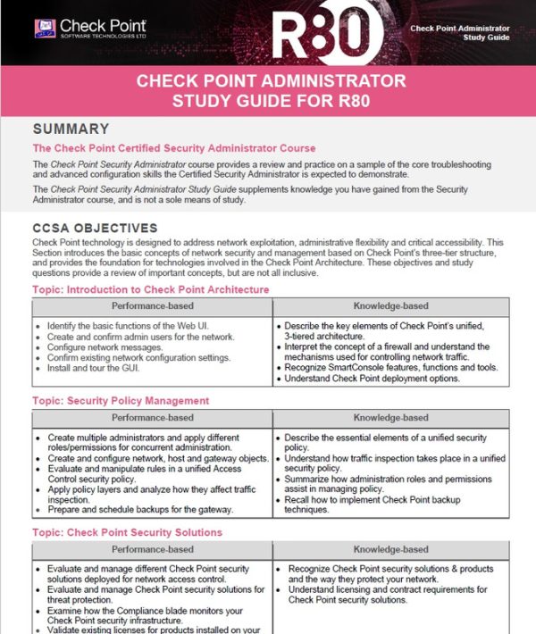 R80 System Administrator Study Guide: Master Check Point Administration