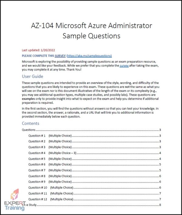 AZ-104 Sample Questions Compression Guide