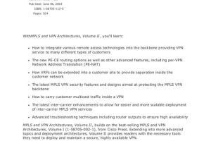 MPLS and VPN Architectures, Volume II: Advanced Techniques for Building Scalable VPNs