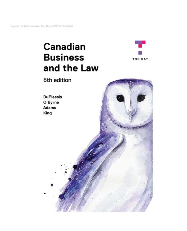 Canadian Business & the Law. 8-Top Hat (2024)