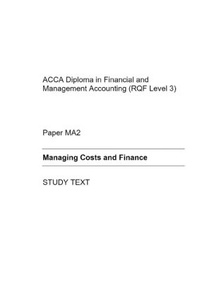 ACCA foundations Managing Costs and Finance Guide Expert Training Mastery