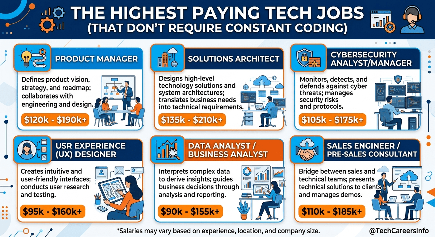 The Highest Paying Tech Jobs that Don't Require Constant Coding